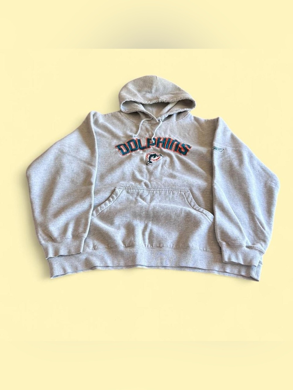 Vintage Miami Dolphins Hoodie Grey Embroidered Logo Men’s L Reebok